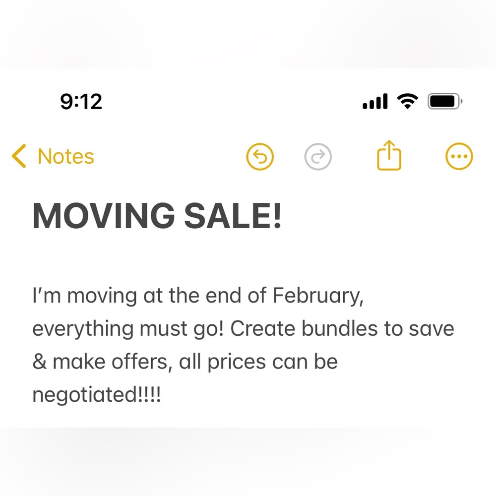 MOVING SALE